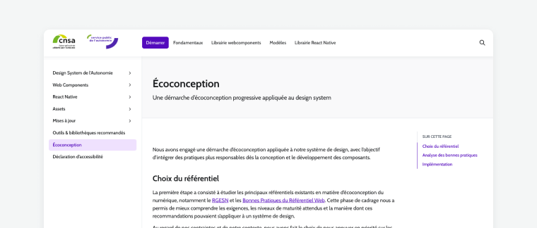 écoconception : nouvelle page dans la documentation