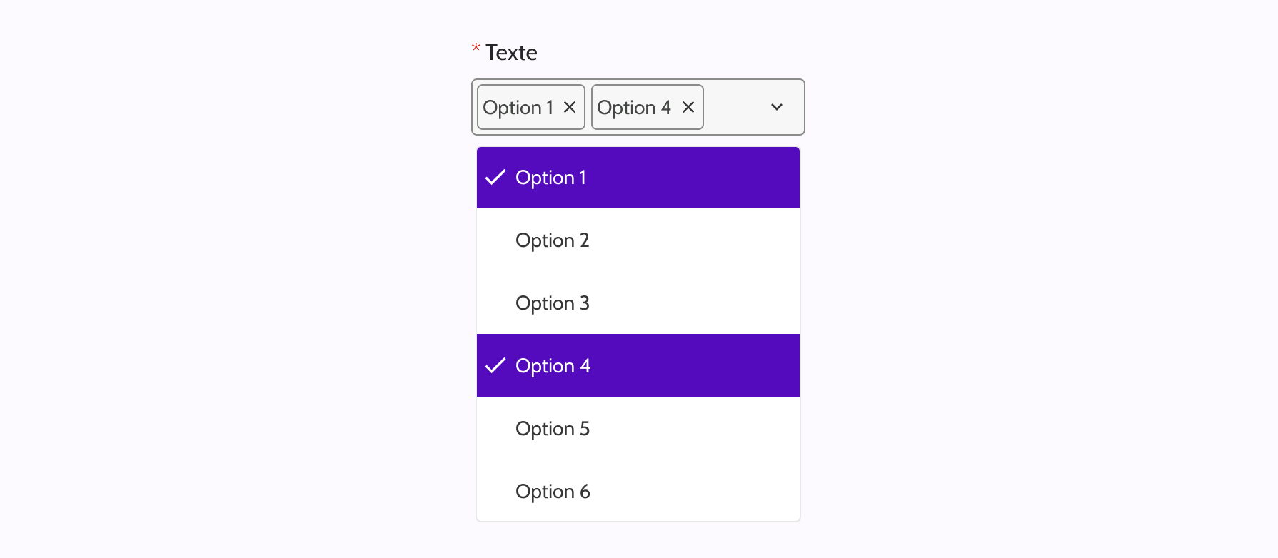 Ouverture du menu d'options