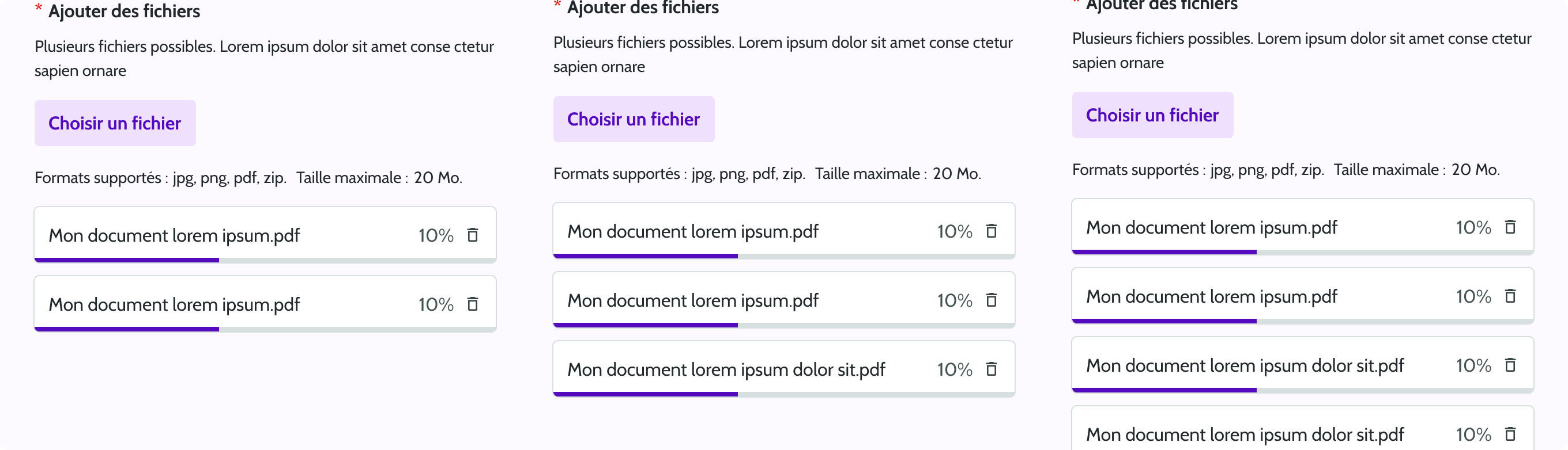 Multiples fichiers à téléverser
