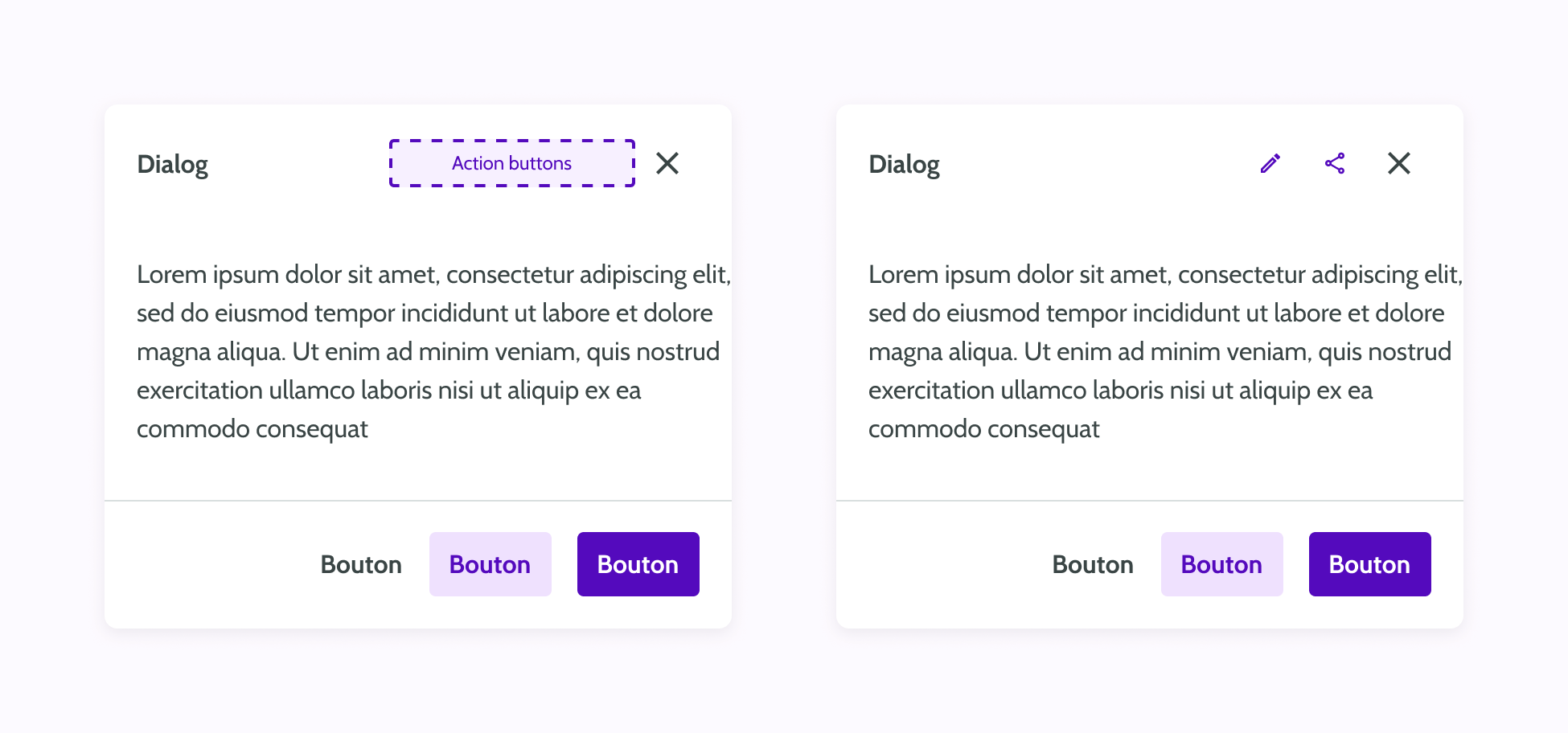 Dialog - Zone d'action
