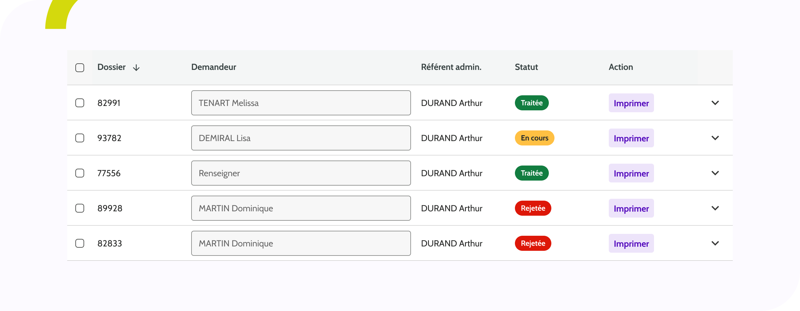 Conteneur de tableau - Bandeau