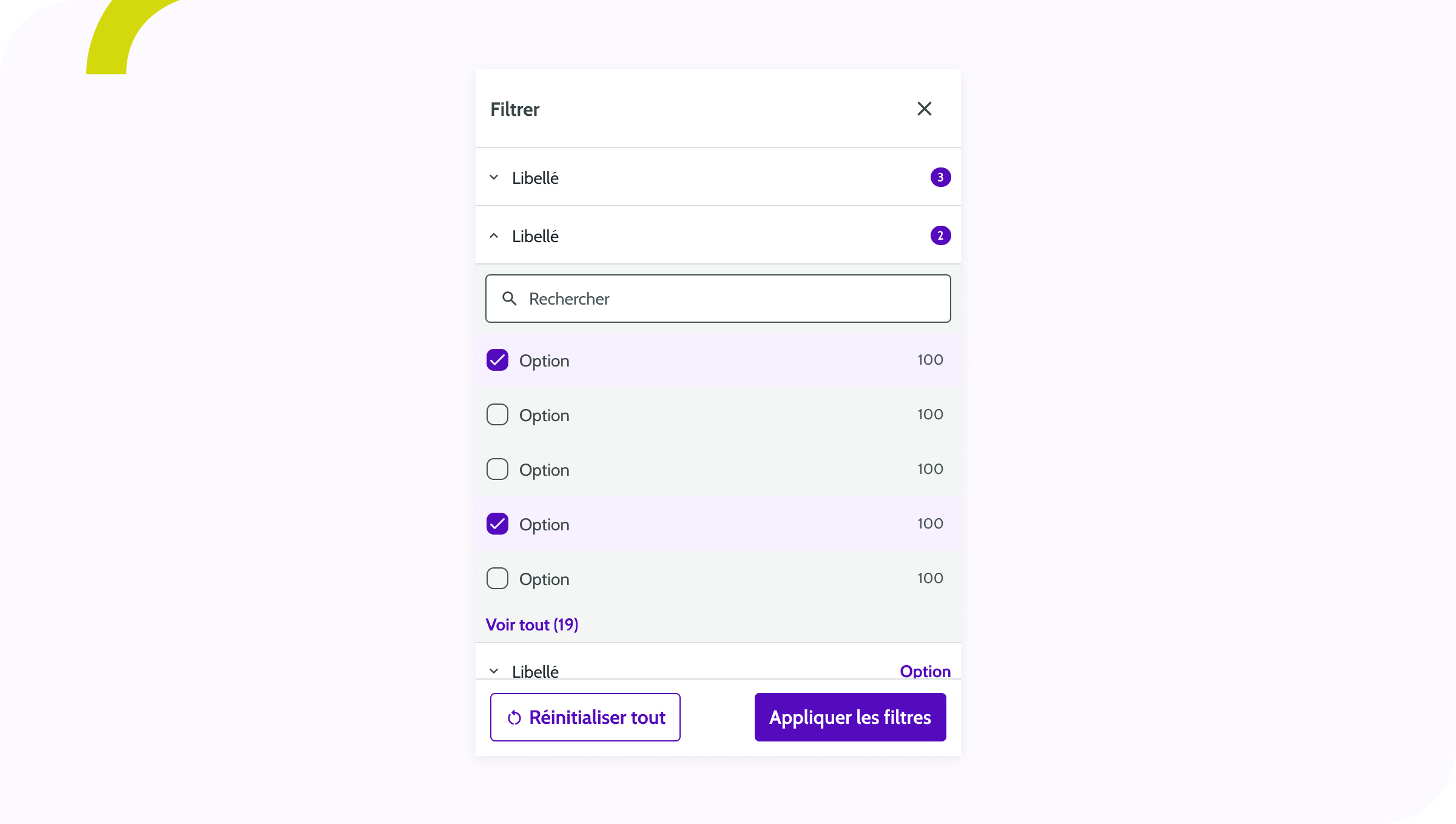 Filters Drawer - Bandeau