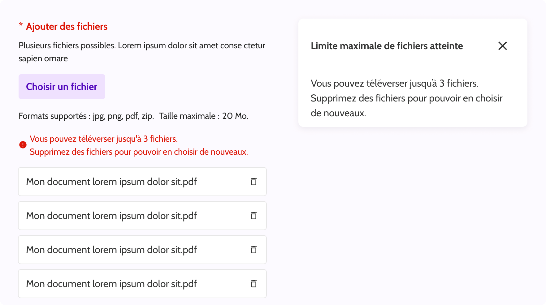 La limite maximale de fichiers à téléverser a été atteinte 