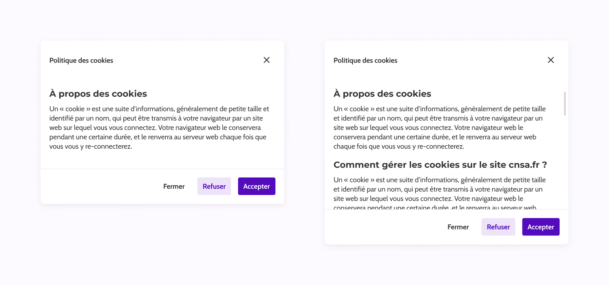 Dialog - Défilement