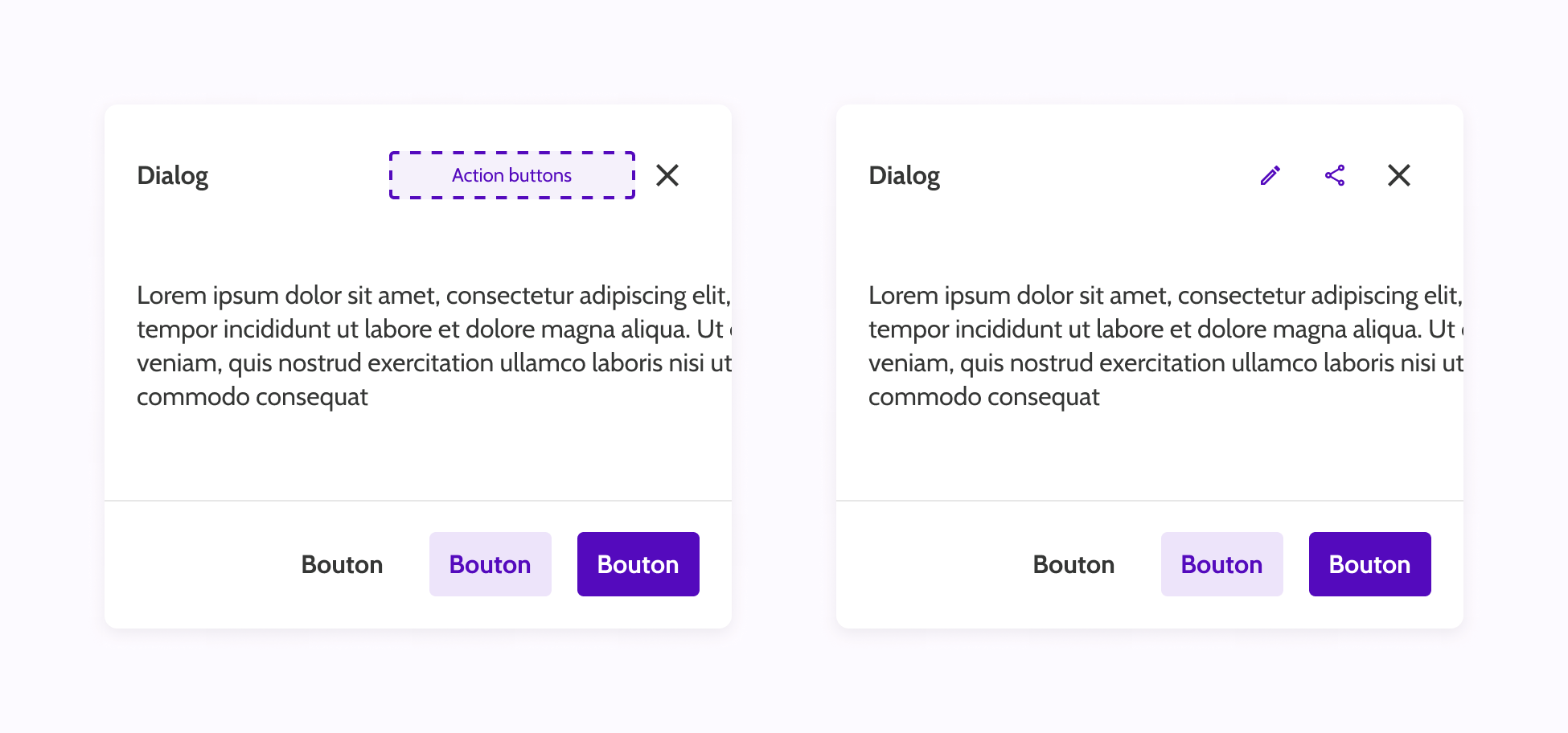 Dialog - Zone d'action