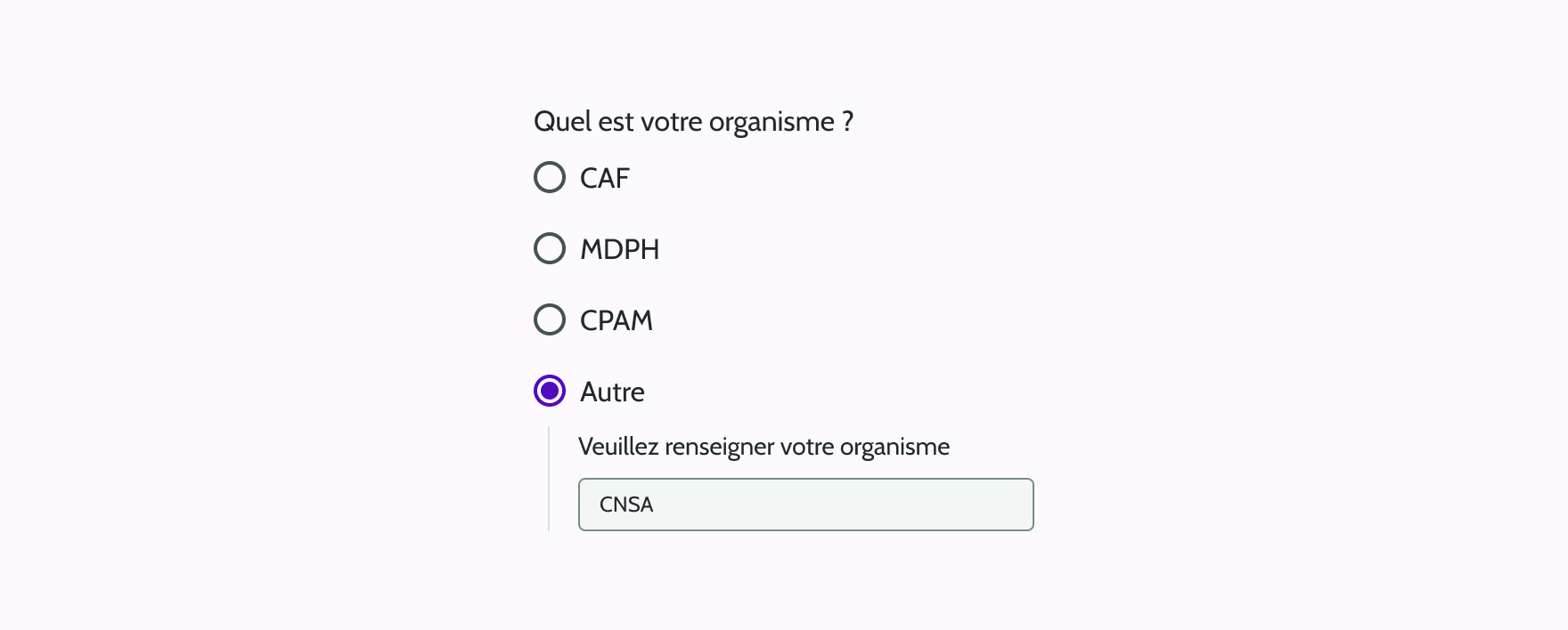 Radio group - Option Autre - Exemple 