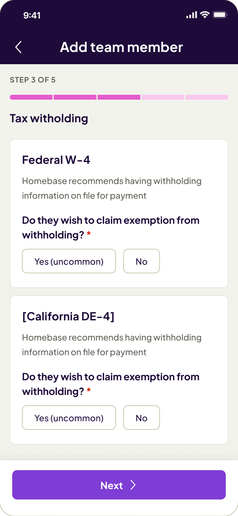Exposed: Step name is in the component