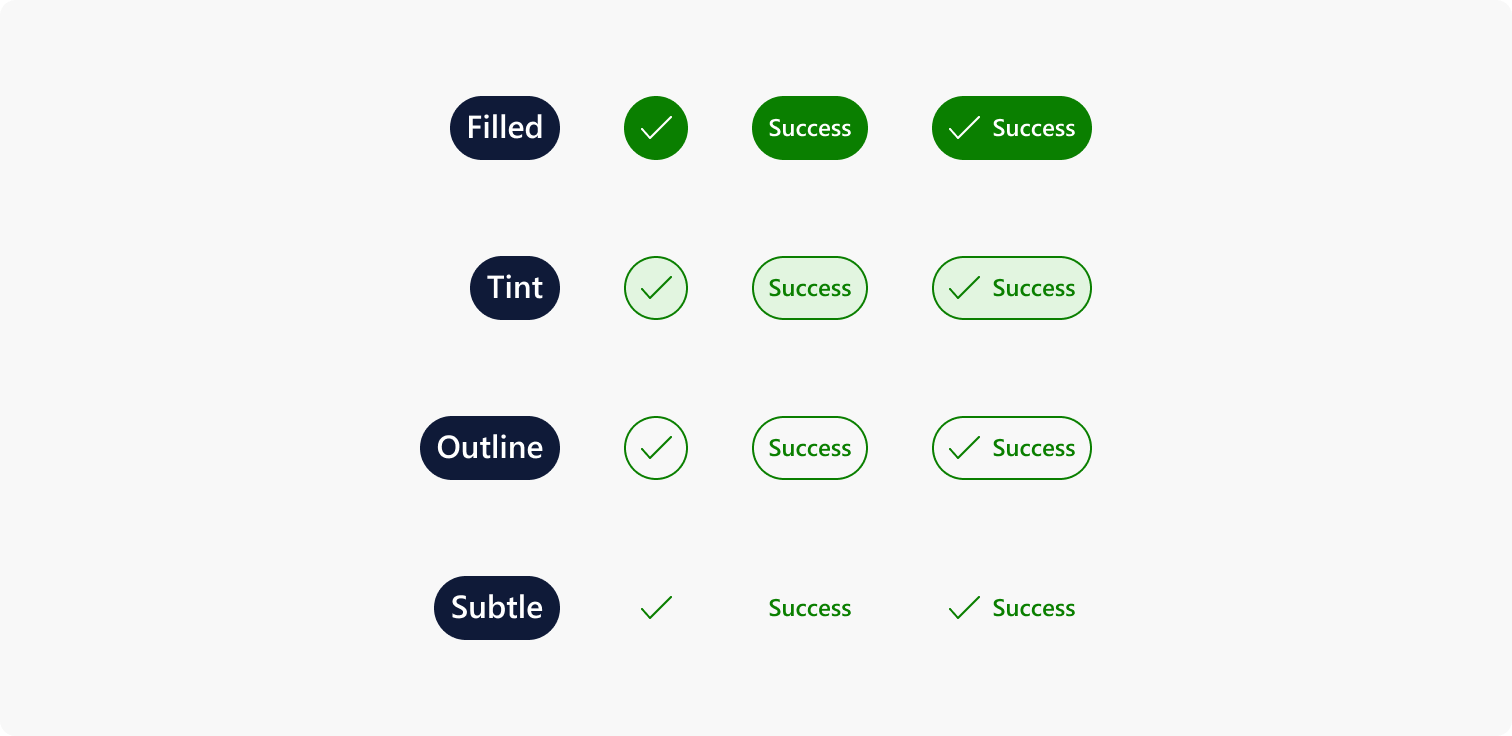 Image showing the 4 styles with variants.