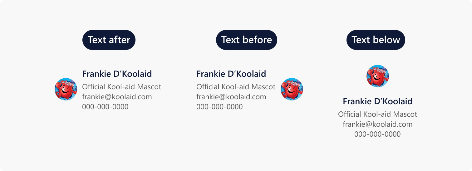 Image of the three layout options