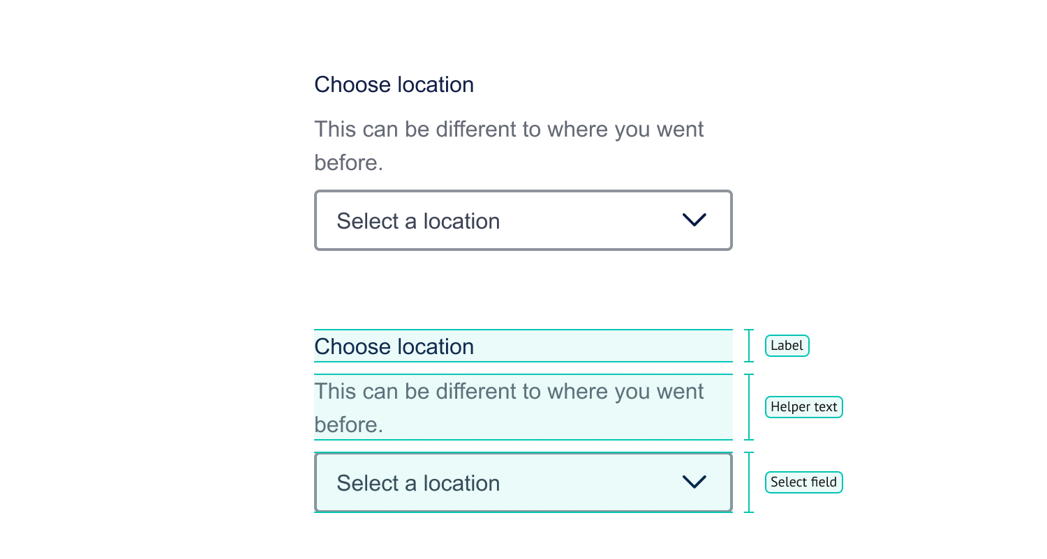 Label, hint and select example