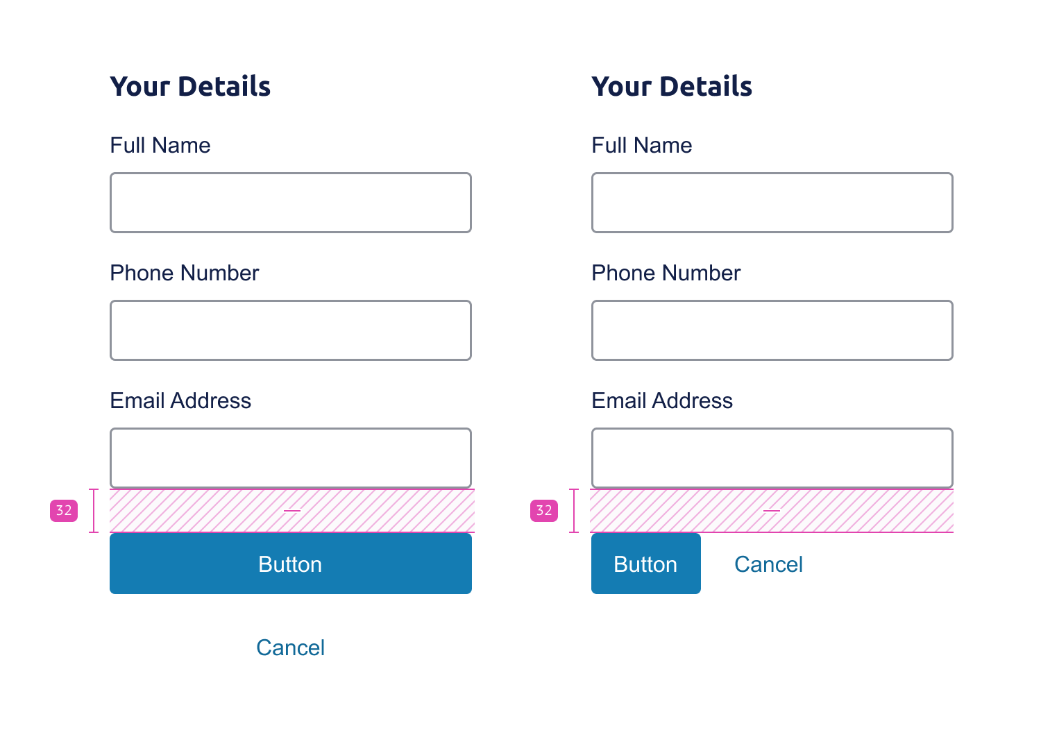 Fieldsets and button spacing