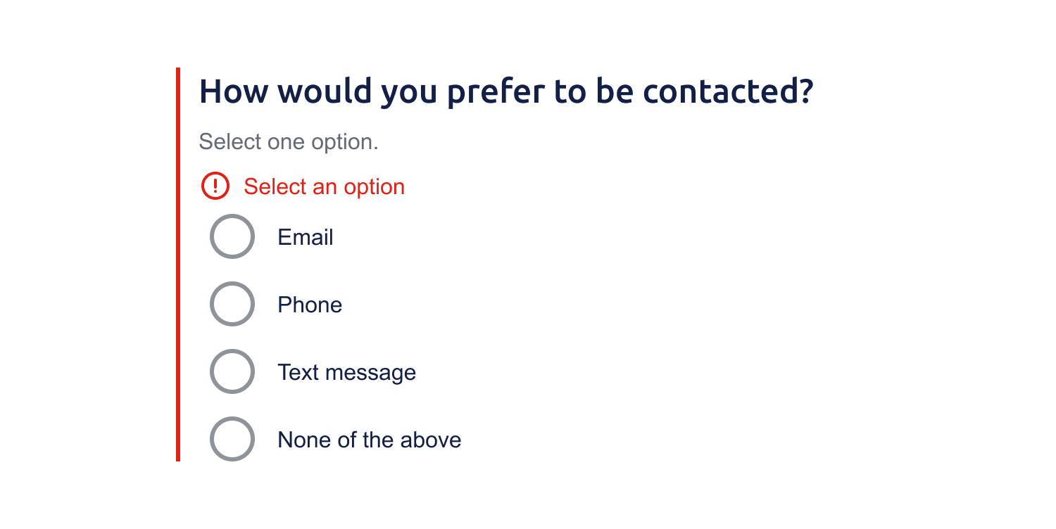 An example of radio button validation