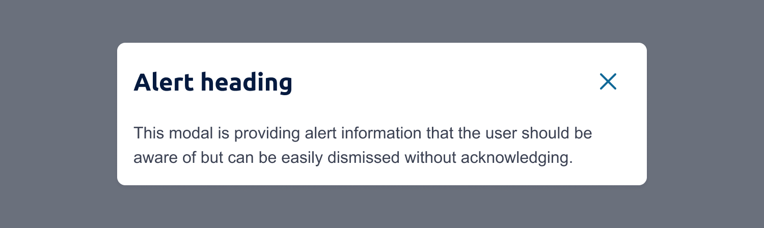 Web example of a modal being used for a notification