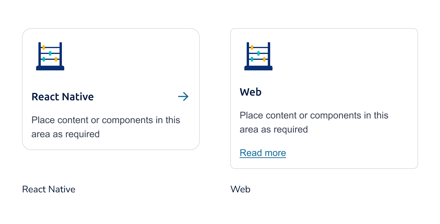 The layout shows the differences between a tile component in React Native and on the web.