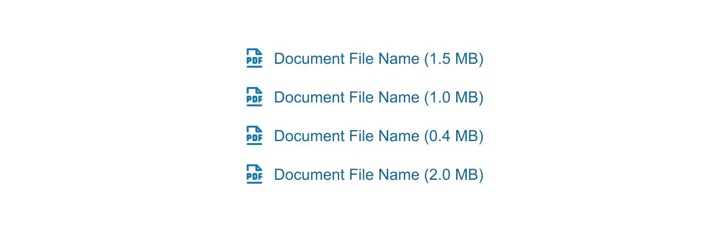 A collection of links and PDF icons