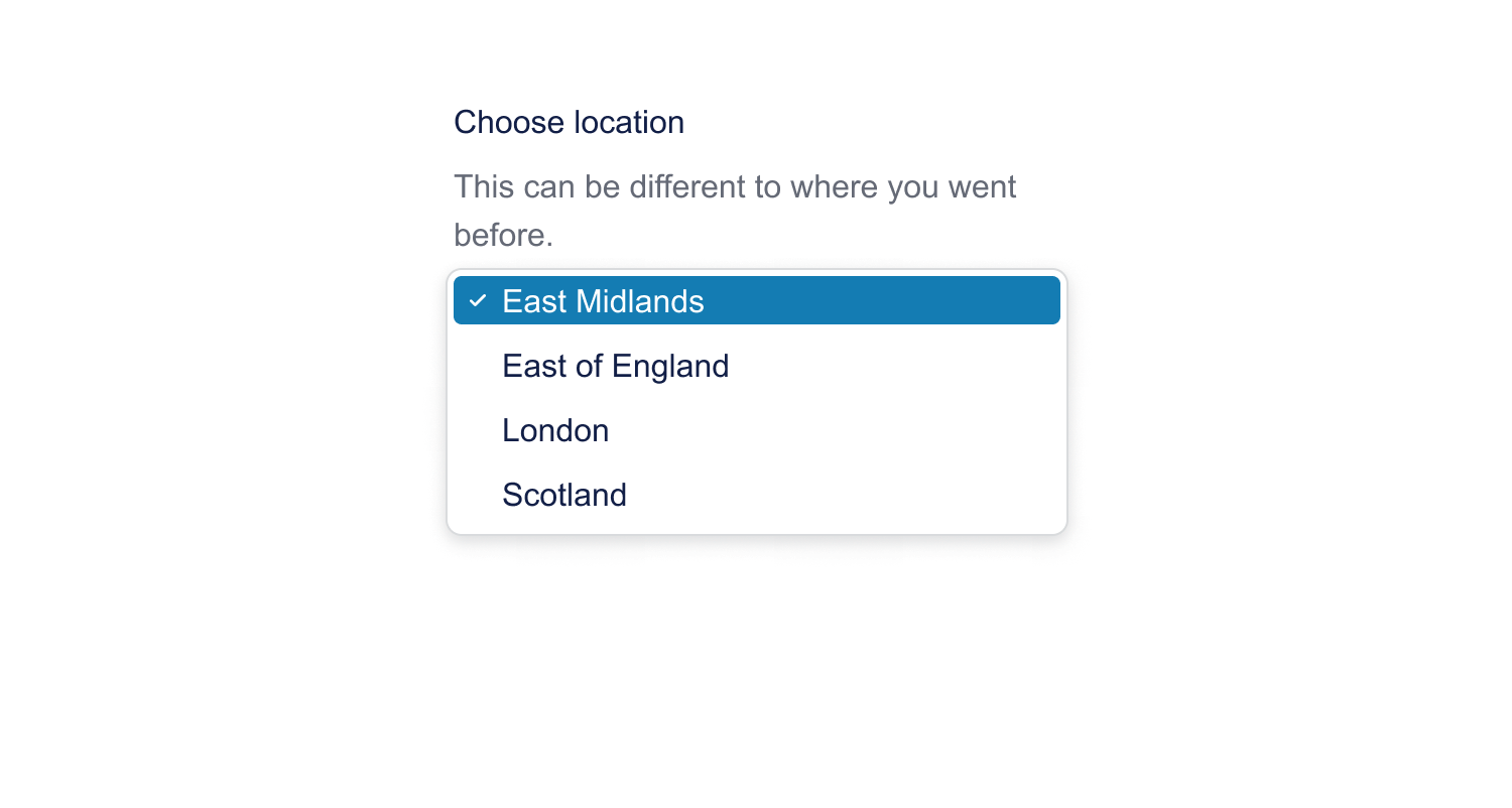 An example of the select input's option