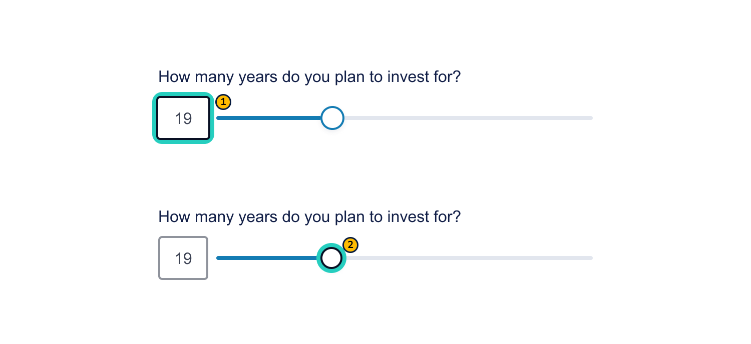 Focus on the input field first, then the handle