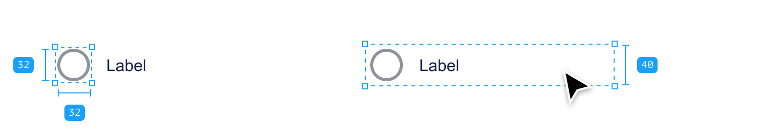 Radio button size and interactive area