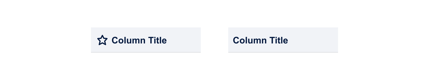 Layout of two different table cells: text with an icon, text