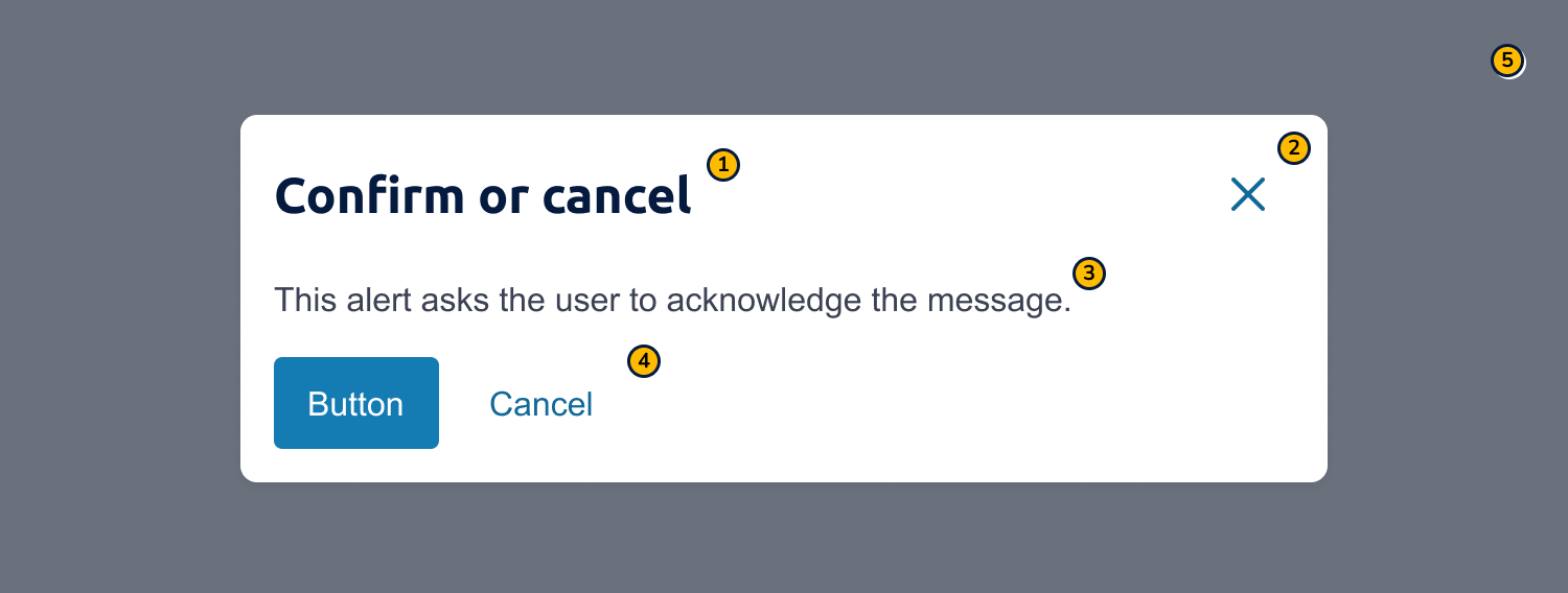Web example of a modal being used to confirm or cancel