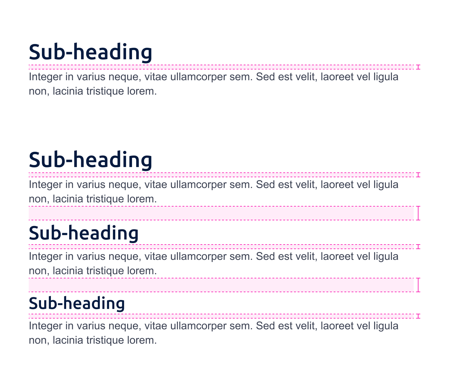 Heading, sub-heading & body text white-space