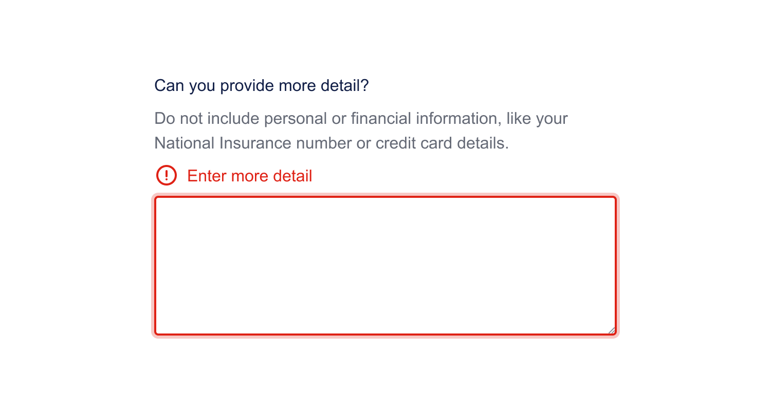 An example of textarea validation
