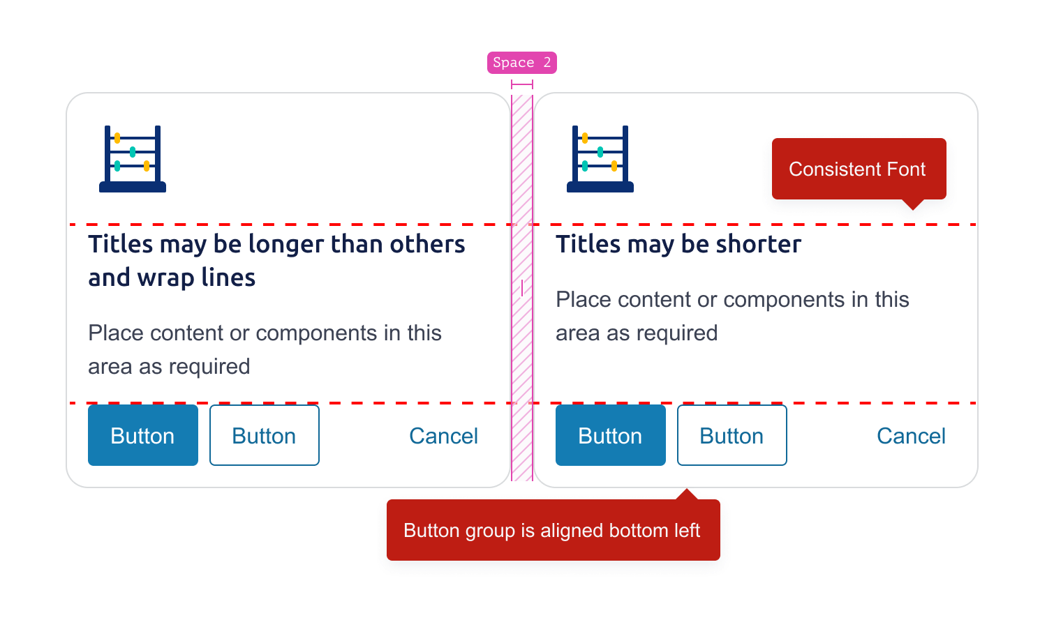 Layout of two cards in a collection with consistent titles and alignment