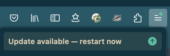 App Menu indicating an update