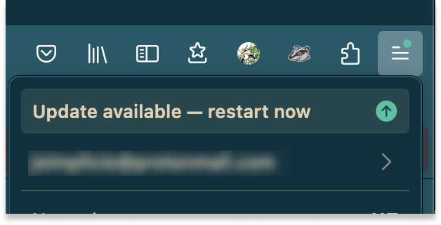 App menu indicator badged dot to signify a new update