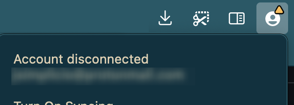 Firefox account indicating disconnection