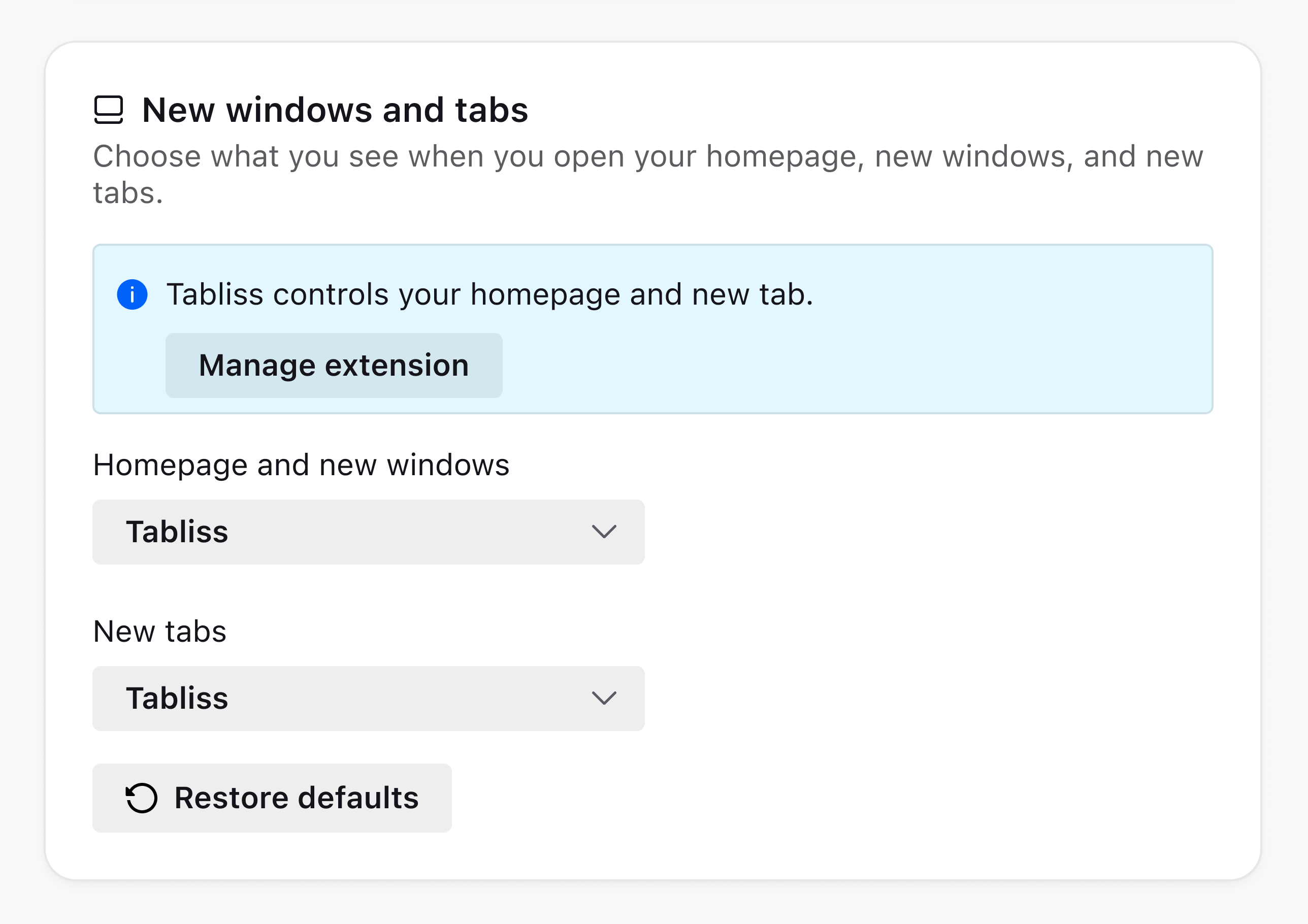 Restore New windows and tabs default appearance