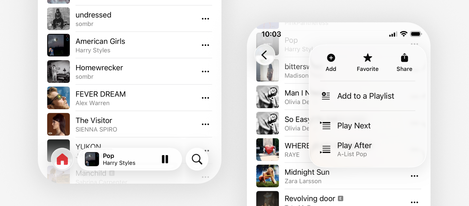 Left: Controls, Right: Standard glass