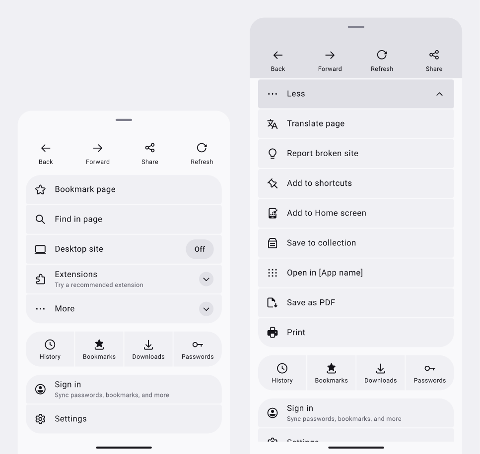 Android | Site menu - Acorn Design System