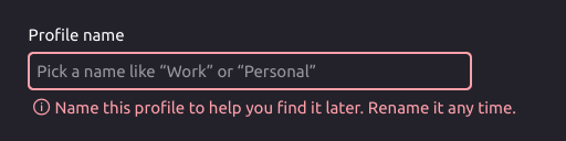 Adding a new profile without a name
