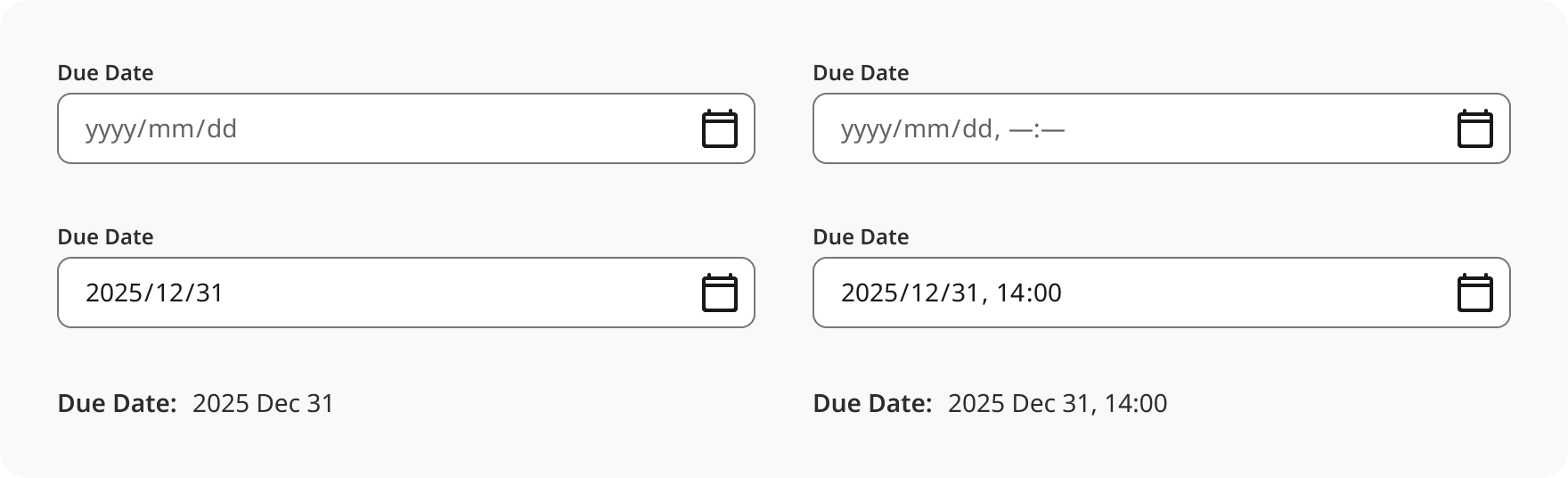 Overview | Date input | Made with Supernova