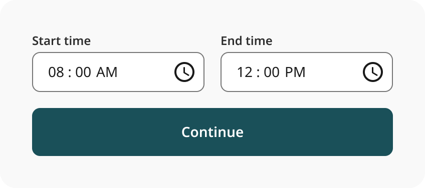 Time Input Field Design Overview | Time input | Made with Supernova