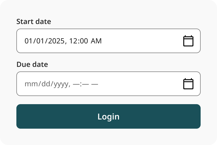 Overview | Date input | Made with Supernova