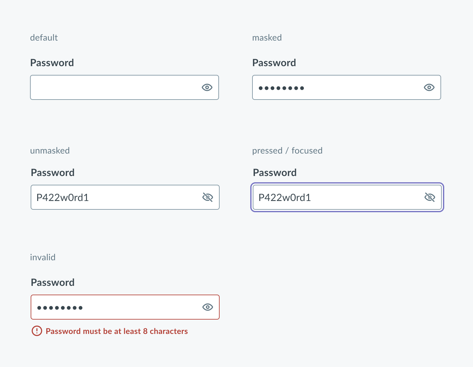 Password input | Text input| Timely Design System