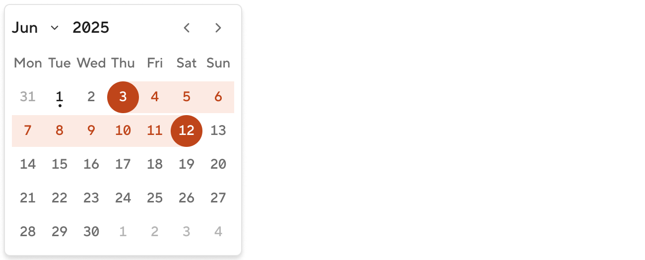 Calendar - Props - basic