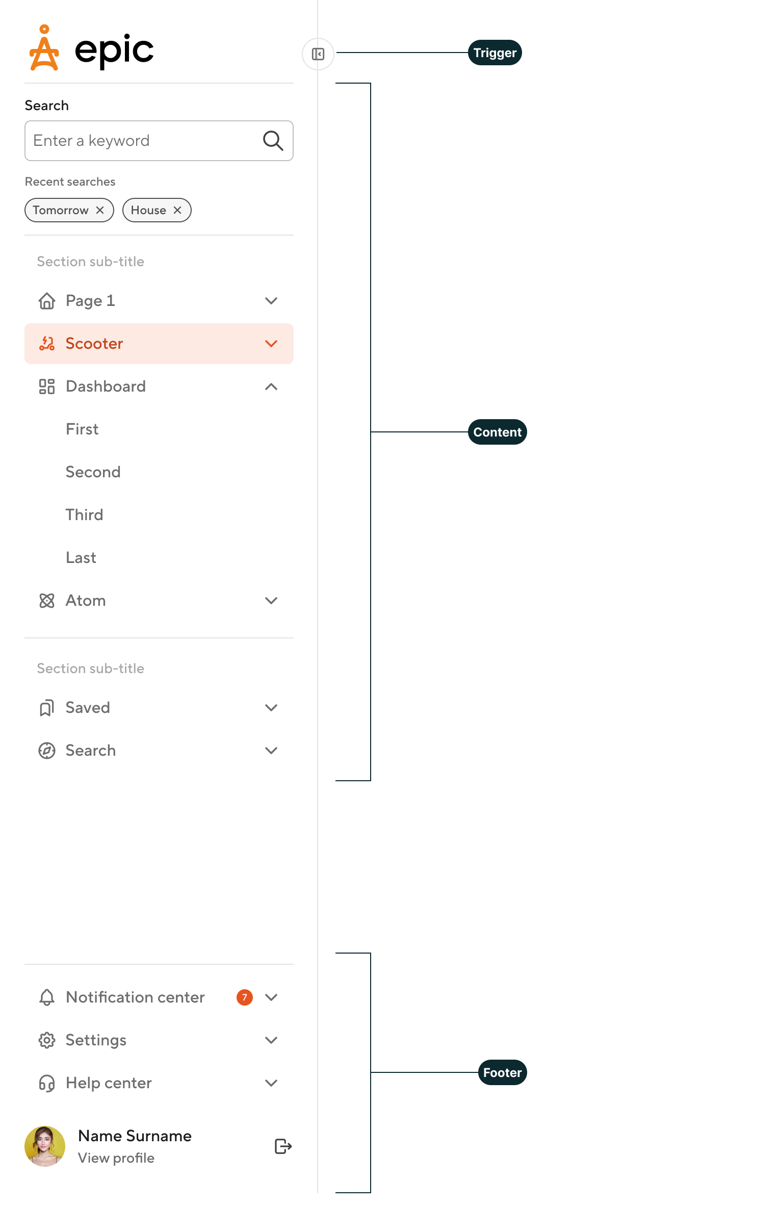 Nova Design System | Sidebar| Made by and for Elia Group