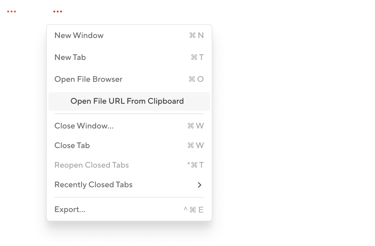 Menu overview