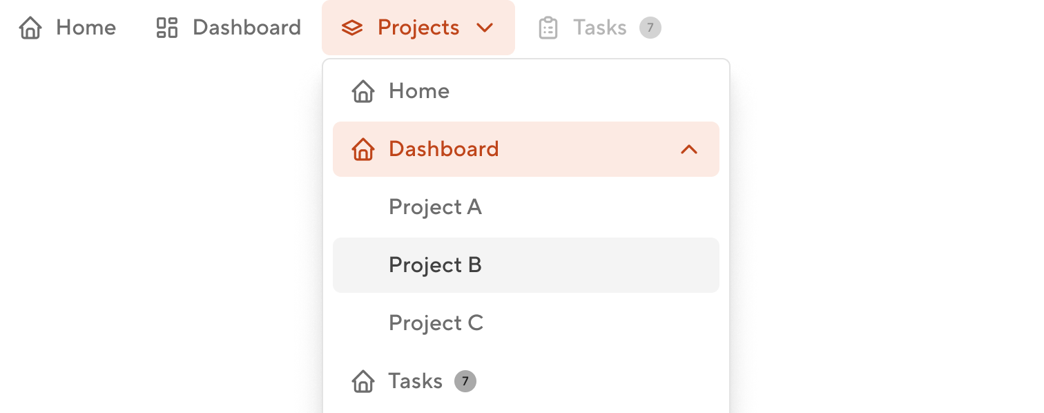 Navigation horizontal - extension