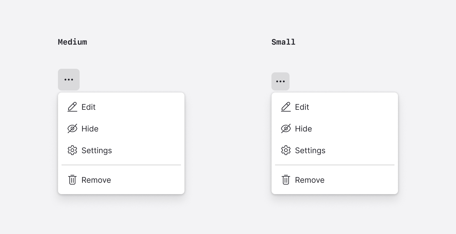 Usage - Button sizes