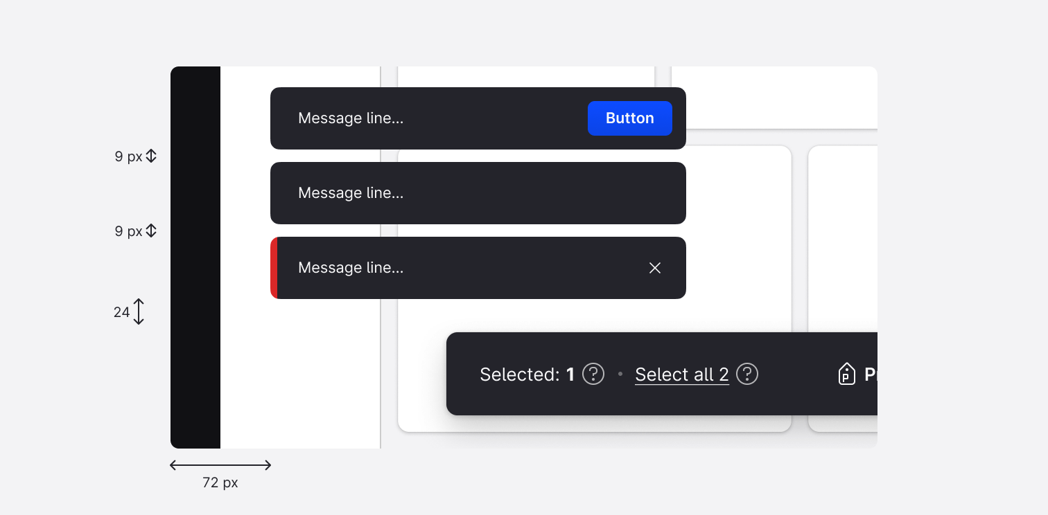 If the multi-action bar is open, snackbars are moved above it