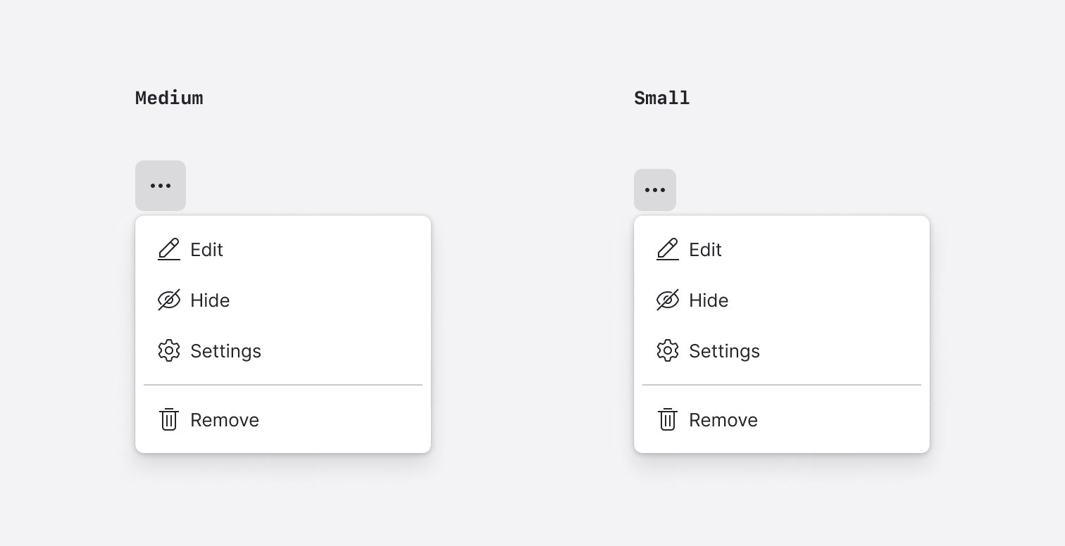 Usage - Button sizes