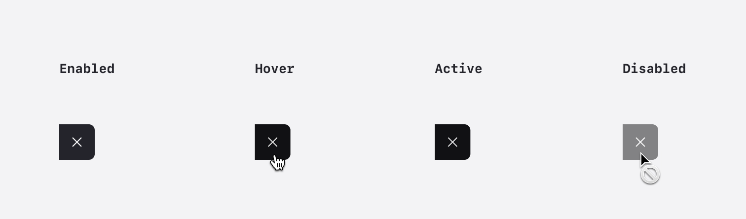 DP - Close button states