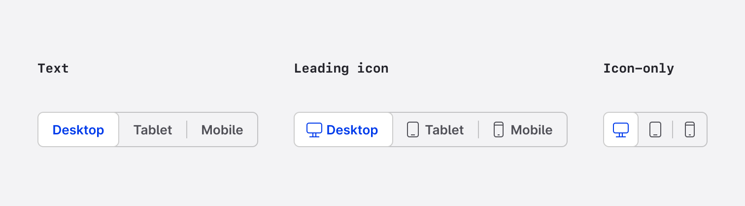 Segmented control - Variants