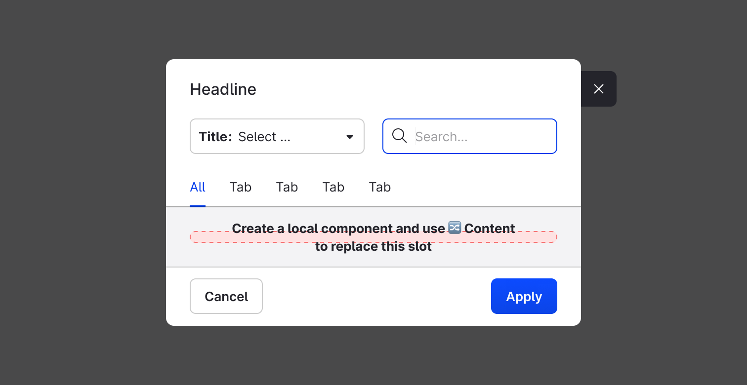 Header with filters, search, and tabs