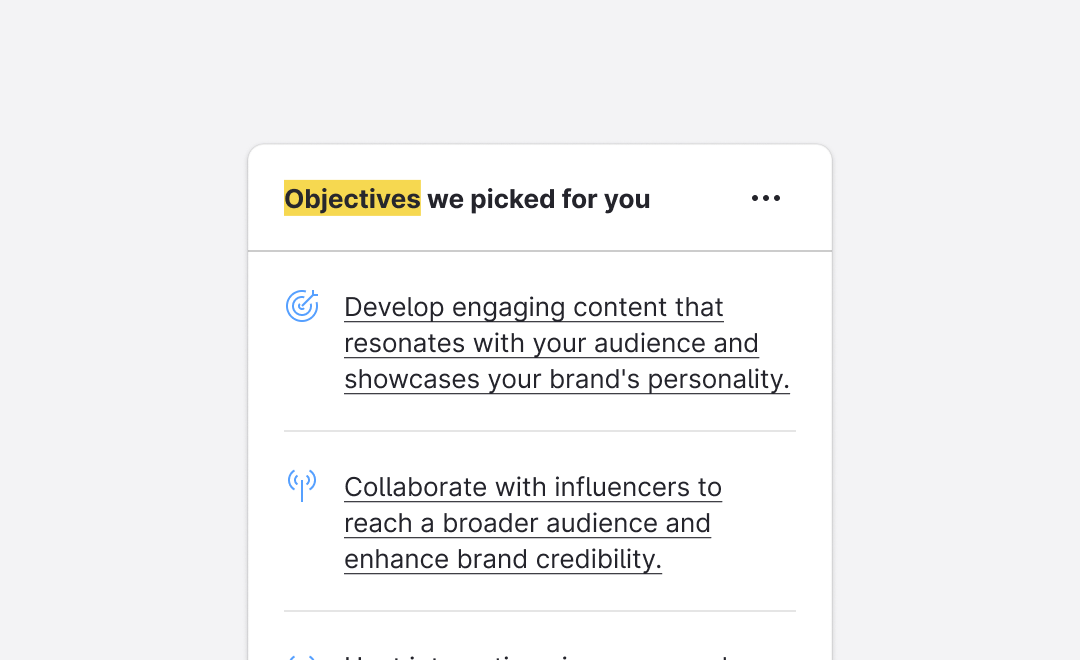 Don't use Highlight as a generic callout for unrelated UI elements.