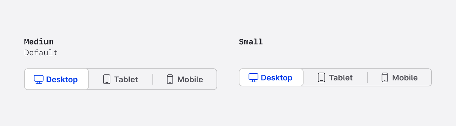 Segmented control - Sizes
